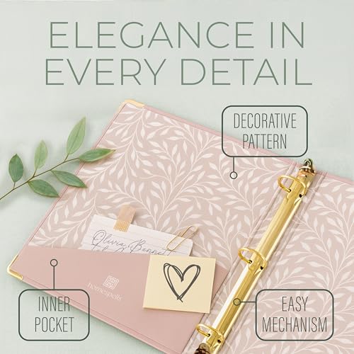 Homespells 3 Ring Binder 1-Inch Rings – 3-Pack of Cute Binders with Pockets, Gold-Foil & Metal Corners – 1 Inch Binders 3 Ring Cute for School, Office & Work – 1" Pastel Three-Ring Binder One Inch - Image 5