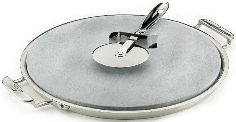 All-Clad AllClad Specialty Stainless Steel and Soapstone Pizza Stone 13 Inch Oven Broiler Safe 600F Pizza Stone for Oven Silver 