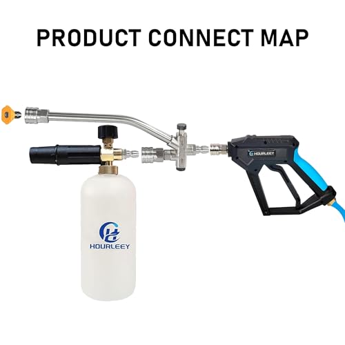 Hourleey Foam Cannon Dual-Connector Accessory, Pressure Washer Double Tip Attachment for Soap Cannon with 5 Power Washer Sprayer Nozzles, 1/4" Quick Connect, 4000 PSI - Image 4