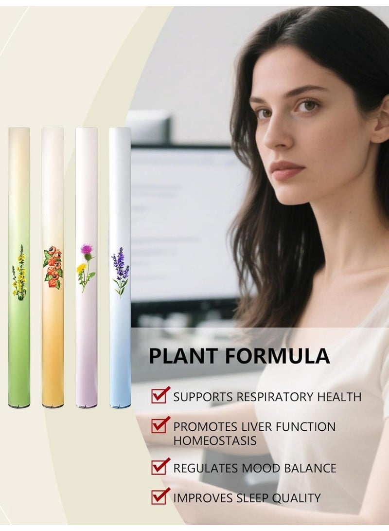 4-in-1 Herbal Diffuser Pen by Pure Botanicals | Natural Mullein Diffuser Pen for All-Day Energy, Focus & Evening Sleep Support | Crisp Cooling Aroma, Portable Long-Lasting 600 Uses (4PCS) - Image 2