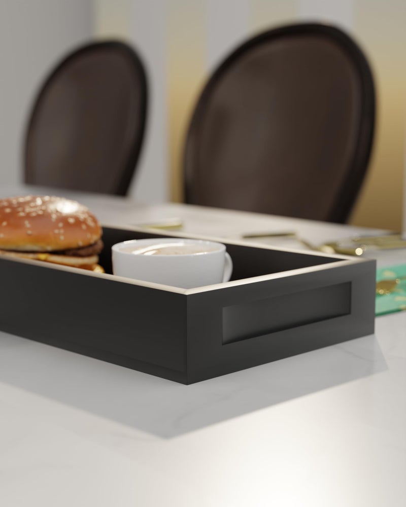 World Mart® Wooden Tray Rectangular Tray for Dining Table and Kitchen, Serving Tray Set for Breakfast and Tea Serving 12x6 Inches Serving Platter Beautiful Home Decor (1, Black) - Image 4