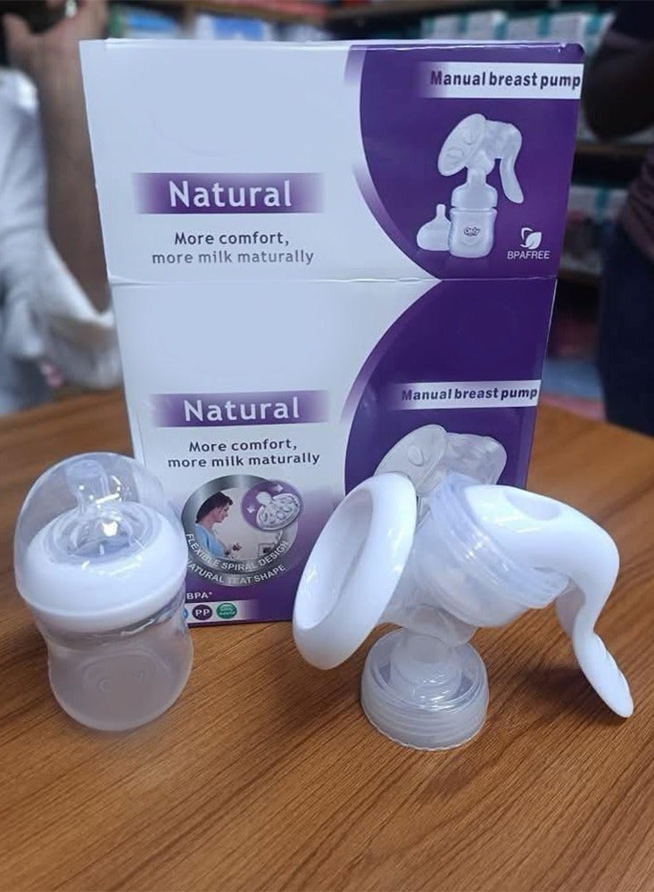 DANIM Manual breast pump Soft & Gentle with petal Massage Cushion Baby Milk Pump Breast Pump For Mothers Wide Mouth Bottle for Infection Free Feeding Flange Size Suitable for All - Image 2