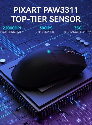 ماوس ألعاب لاسلكي خفيف الوزن X11 مع قاعدة شحن RGB، وضع ثلاثي - 2.4 جيجاهرتز/USB-C سلكي/بلوتوث، 22 ألف نقطة في البوصة، مستشعر بصري PAW3311، مفتاح HUYU، 5 أزرار قابلة للبرمجة لأجهزة الكمبيوتر الشخصية/ماك (أسود) - view 4