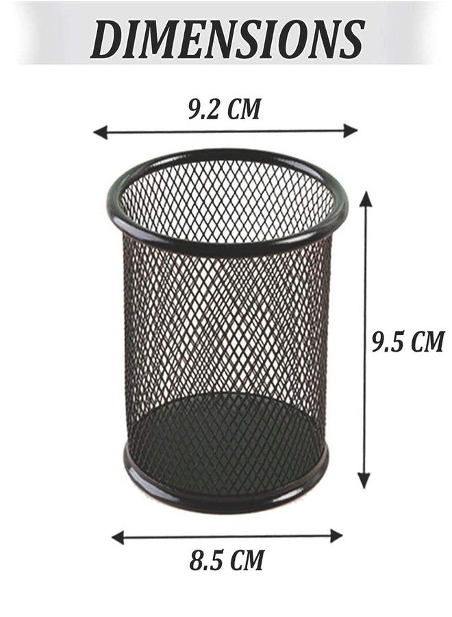 PRANIJ Multi-Functional Metal Mesh Pen Pencil Stand Office Desk Organizer Clip Holder - 9 Compartment, Black, Desk Supplies Organisers - Image 3