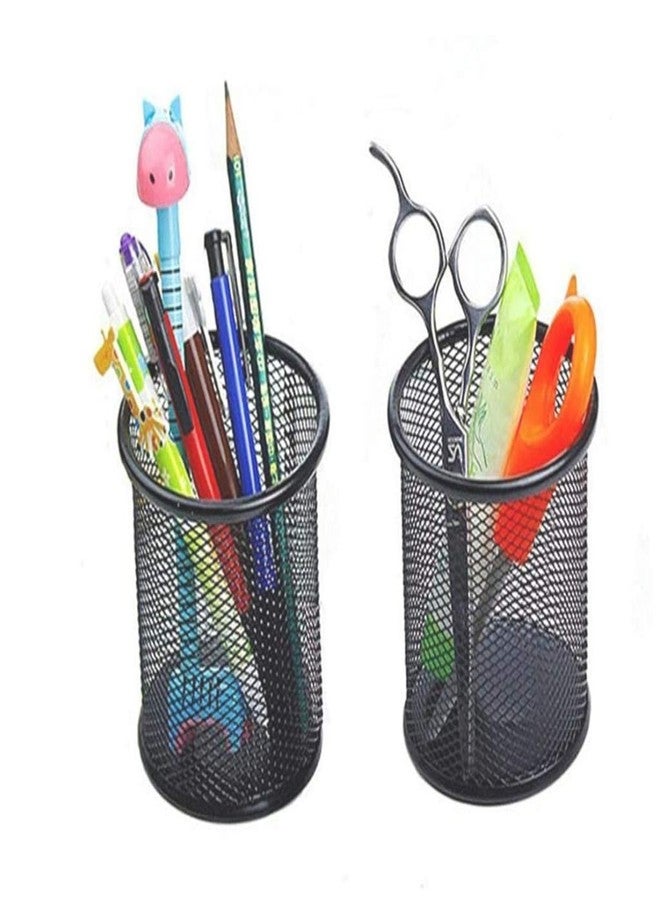 PRANIJ Multi-Functional Metal Mesh Pen Pencil Stand Office Desk Organizer Clip Holder - 9 Compartment, Black, Desk Supplies Organisers - Image 2