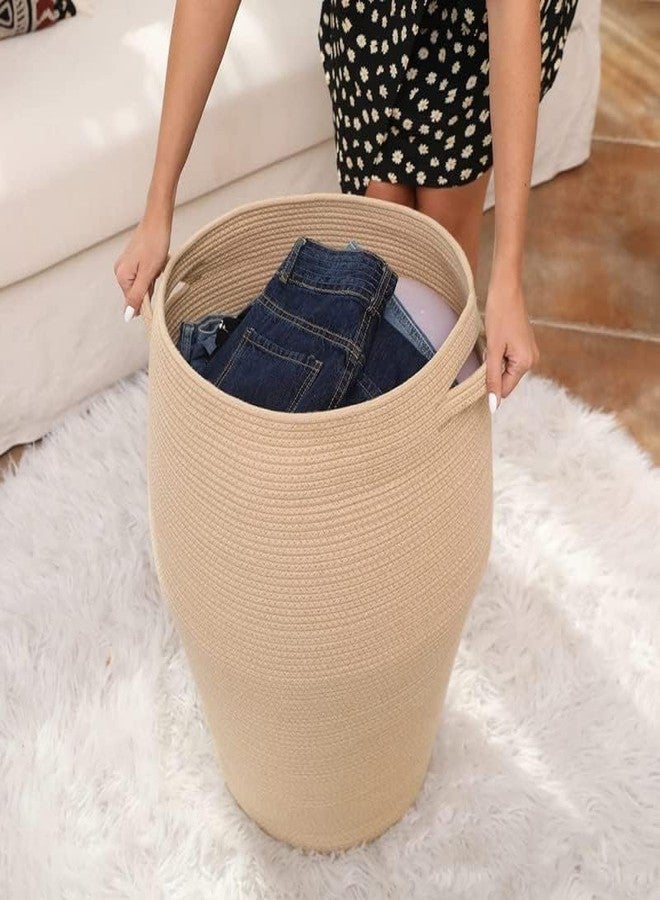HOME FIESTA THE FIRST HOME DECOR Laundry Basket, Cotton Rope storage basket, Woven Decorative Storage basket with Handles, for cloths, blankets, pillow, dirty cloth (MATKA LAUNDRY, RG12) - Image 3
