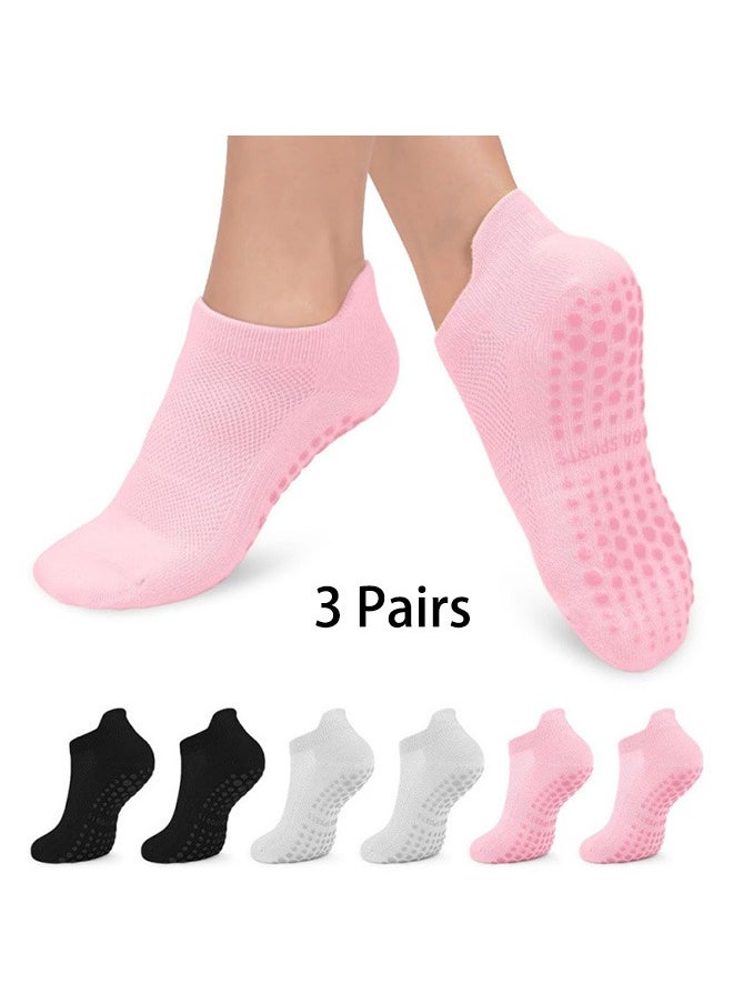Generic 3 Pairs Yoga Socks for Women, Non-Slip Grips & Straps Non Slip Socks, One Size, Ideal for Yoga, Pilates, Ballet, Dance, Gym, Barefoot Workout, Athletic Socks, Sticky Grippy Grippy Socks  - Image 1