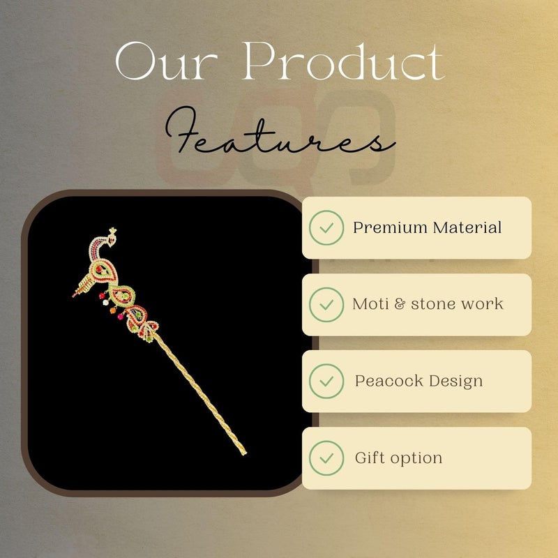 Salvus APP SOLUTIONS Handcrafted Metal Peacock Work BansuriFlute for Krishna Idol Decorative Indian Artwork for Home or Office Decor Multicolor 105x3 inch - Image 3