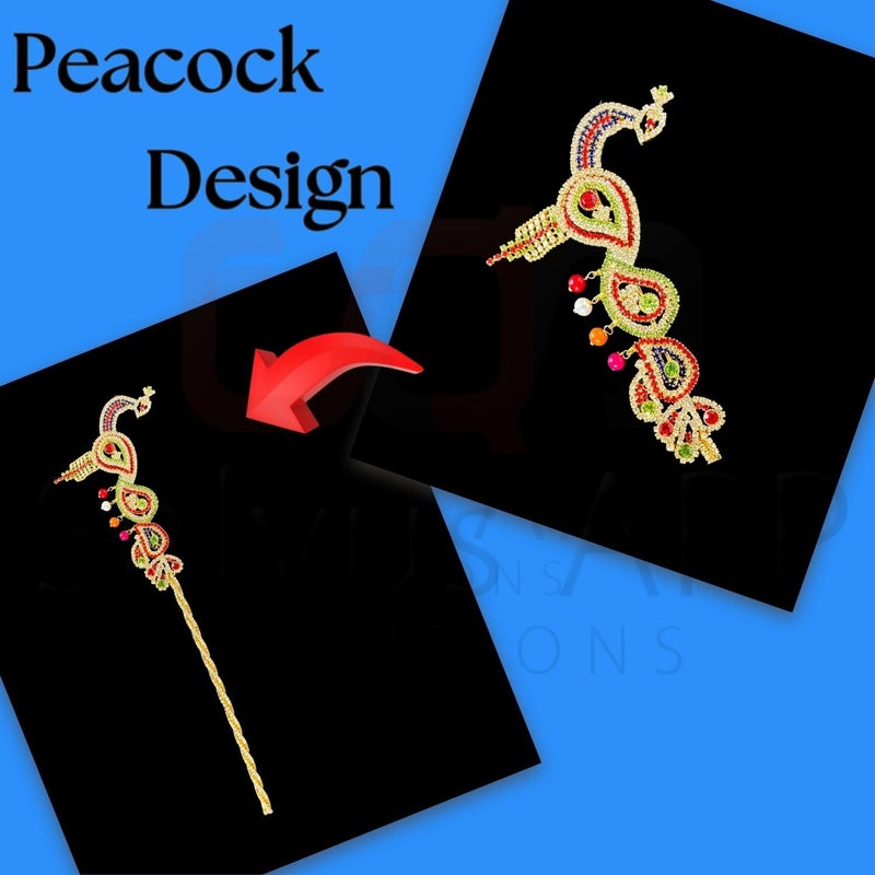 Salvus APP SOLUTIONS Handcrafted Metal Peacock Work BansuriFlute for Krishna Idol Decorative Indian Artwork for Home or Office Decor Multicolor 105x3 inch - Image 5