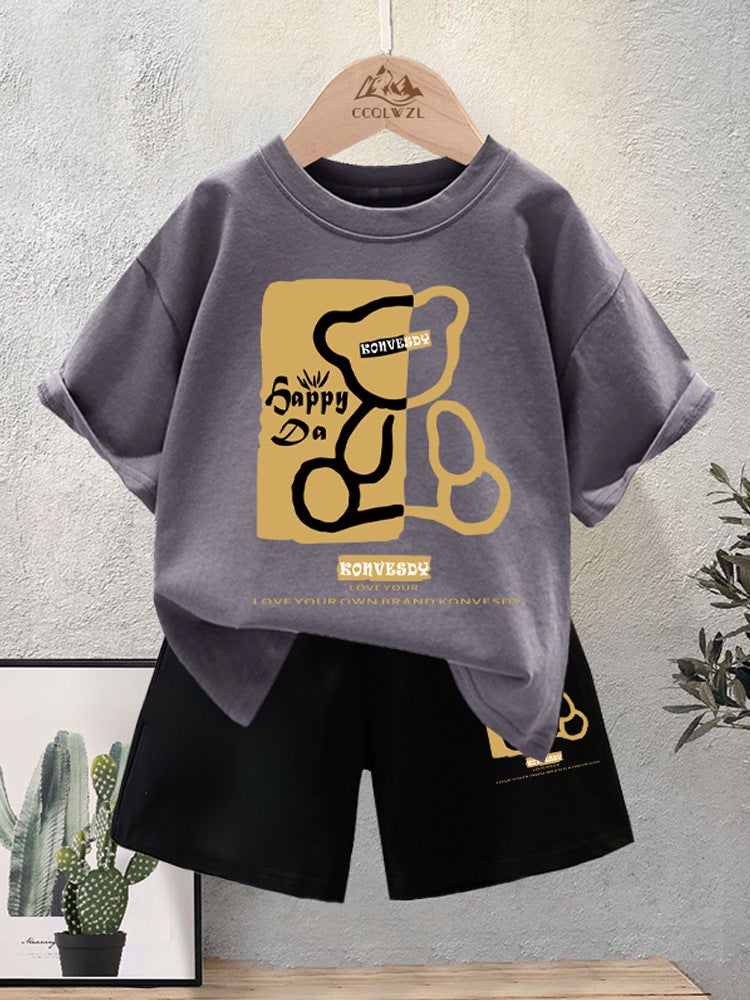 Boys Short-Sleeved Cotton T-Shirt Style Cubs Children'S Loose Crewneck Top Fashionable Clothes Ins - Image 2