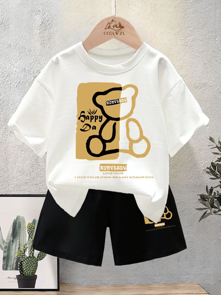 Boys Short-Sleeved Cotton T-Shirt Style Cubs Children'S Loose Crewneck Top Fashionable Clothes Ins - Image 3