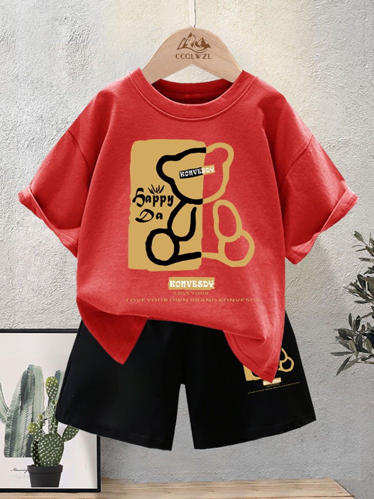 Boys Short-Sleeved Cotton T-Shirt Style Cubs Children'S Loose Crewneck Top Fashionable Clothes Ins - Image 4