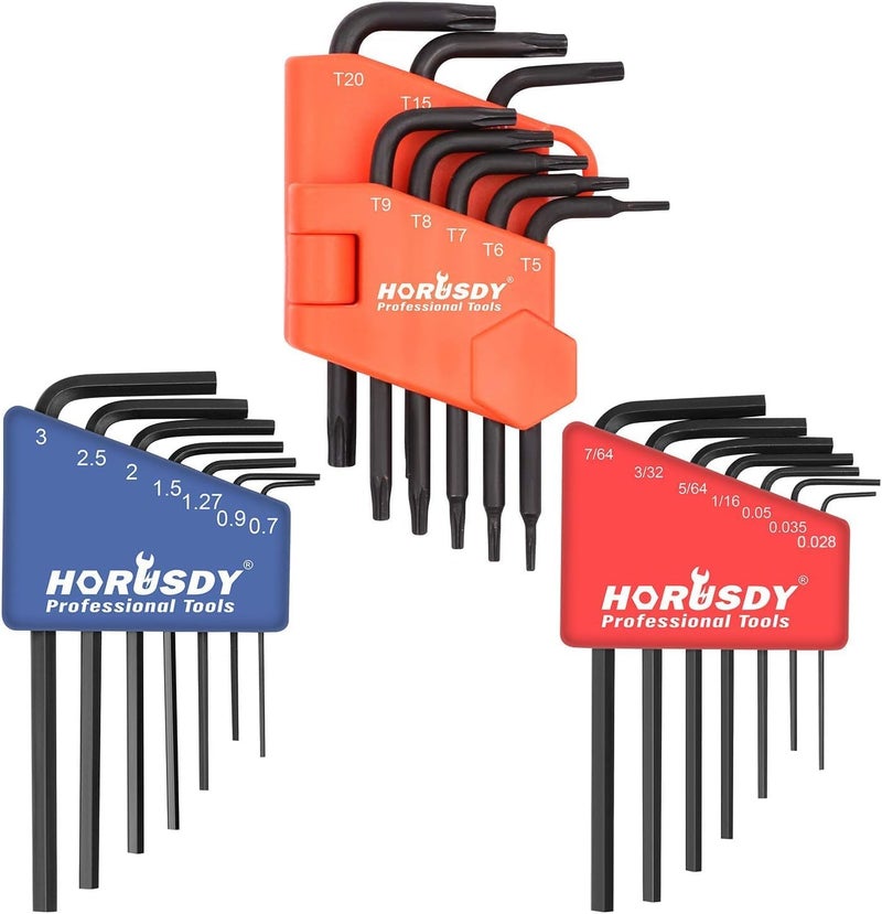 SEDY 22 Piece Mini Hex Key Allen Wrench Set - Hex/Torx, Metric/SAE (3-IN-ONE, Cr-V) - Image 1