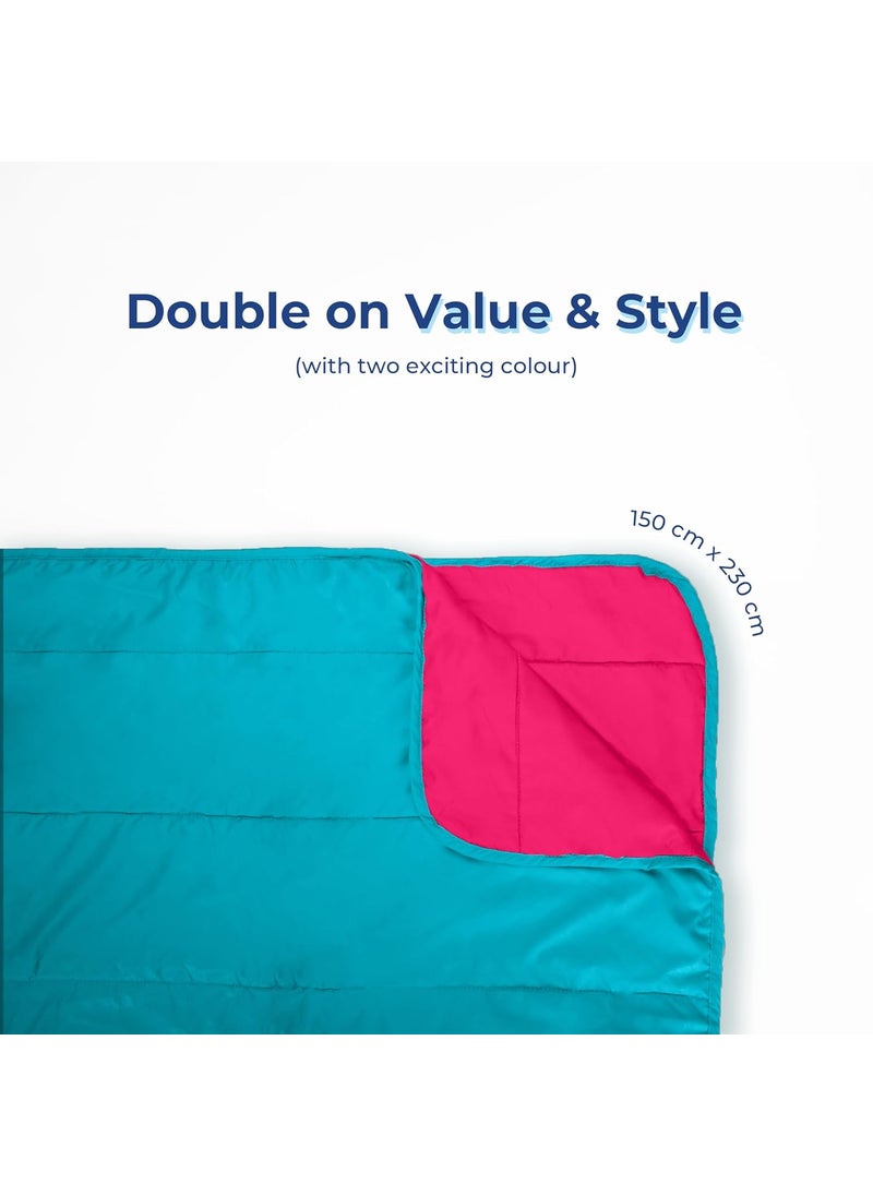 Zinnia Zinnia Ultra Soft Microfibre Reversible Comforter- Single 150 X 230 Cm, Pink and Teal., 200 TC(Solid - Vibrant)  - Image 4