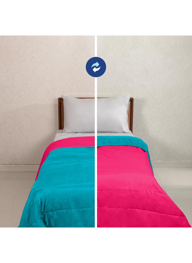 Zinnia Zinnia Ultra Soft Microfibre Reversible Comforter- Single 150 X 230 Cm, Pink and Teal., 200 TC(Solid - Vibrant)  - Image 2