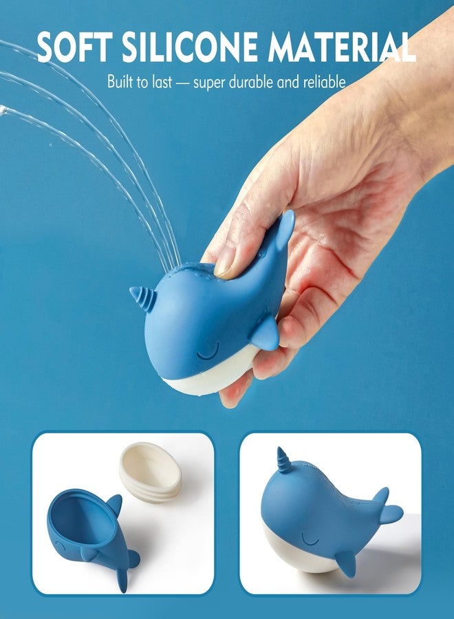 MarcZero Ocean Silicone Bath Toys 8Pcs for Toddlers Kids Babies,Bathtub Water Toys,Soft Squeezable Easy-Grip Pool Toys Set (Blue) - Image 5