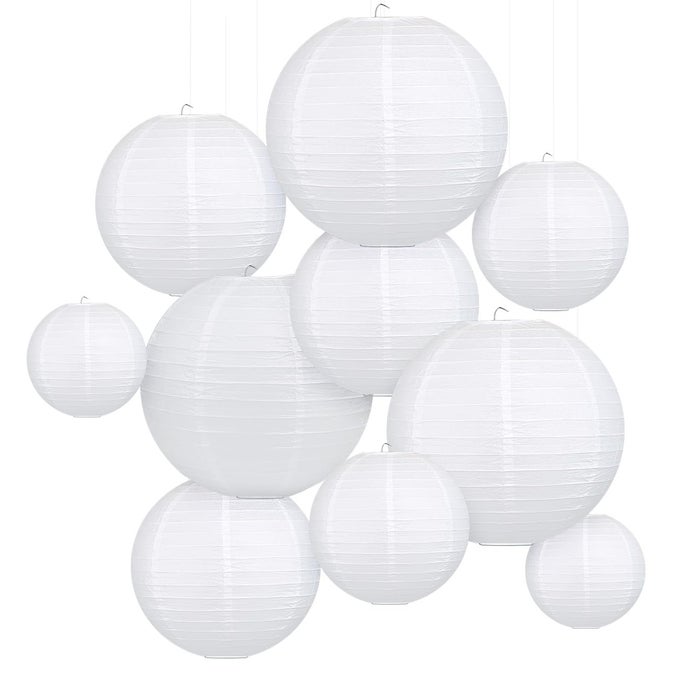 10PCS WHITE PAPER LANTERNS DECORATIVE CHINESE LANTERNS FOR WEDDING DECOR BRIDAL BABY SHOWER CHRISTMAS BIRTHDAY PARTY DECORATIONS DIY CRAFTSSIZE OF 6 8 10 12