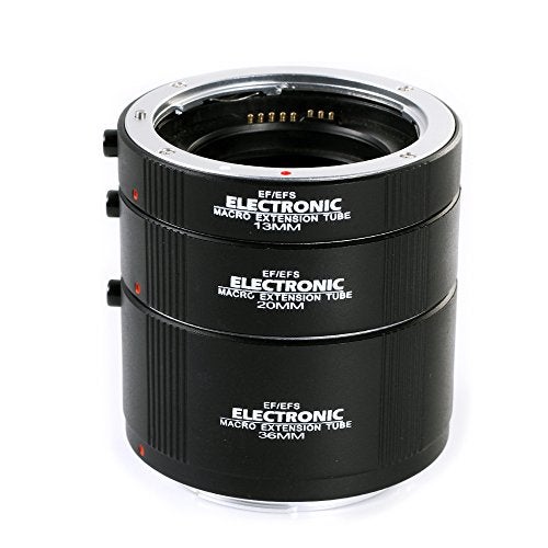 FocusFoto Electronic Macro AF Auto Focus Automatic Extension Tube (13mm & 20mm & 36mm) Set DG for Canon EOSEF EF-S Mount Lens DSLR Camera 7D Mark II, 5D III IV, 1300D, 760D, 750D, 700D, 80D, 77D etc. - Image 1