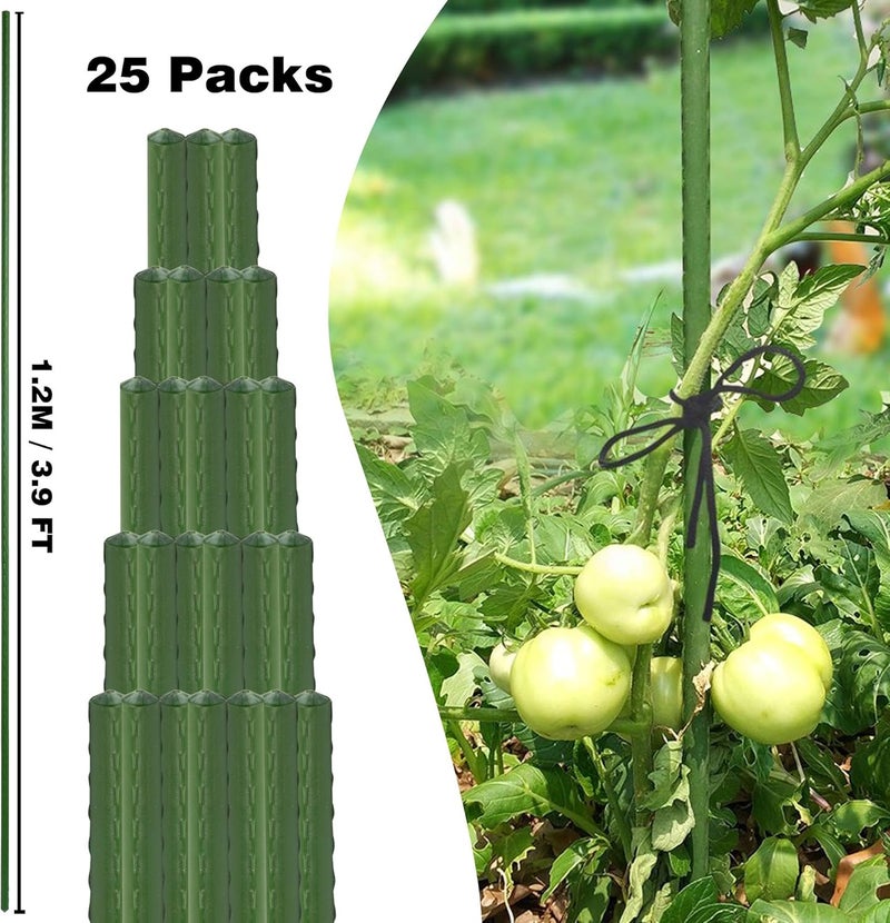 Xiny Tool Garden Stakes, 25 Pack 4 Ft Steel Plant Garden Tomato Stakes with Plastic Coat for Climbing Plants (25 Pack 48 Inch) - Image 2