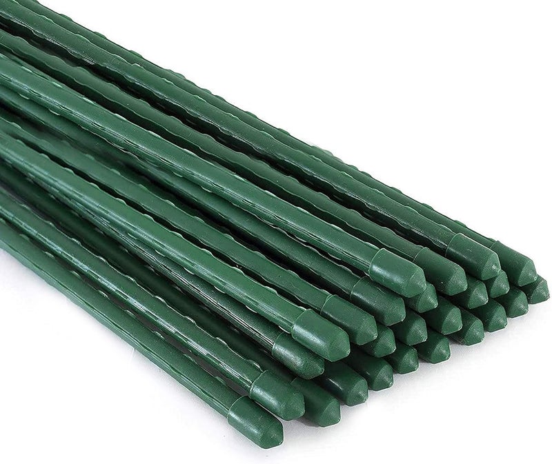 Xiny Tool Garden Stakes, 25 Pack 4 Ft Steel Plant Garden Tomato Stakes with Plastic Coat for Climbing Plants (25 Pack 48 Inch) - Image 1