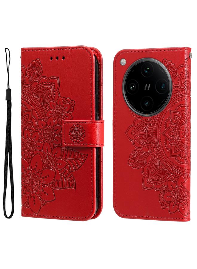 اس-توب جراب هاتف OPPO Find X8 Pro من الجلد المنقوش بزهرة ذات سبع بتلات - Image 1