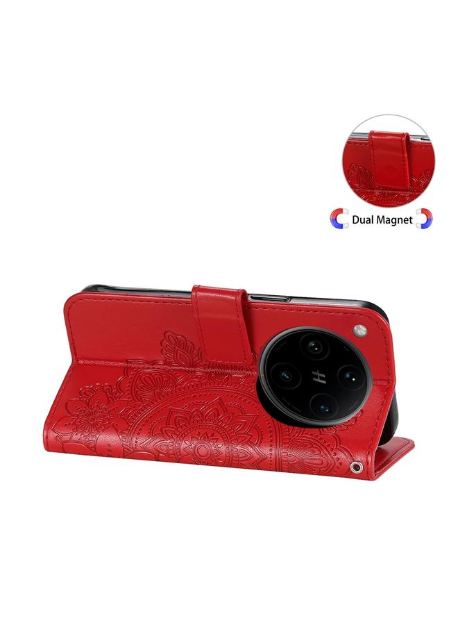 اس-توب جراب هاتف OPPO Find X8 Pro من الجلد المنقوش بزهرة ذات سبع بتلات - Image 5