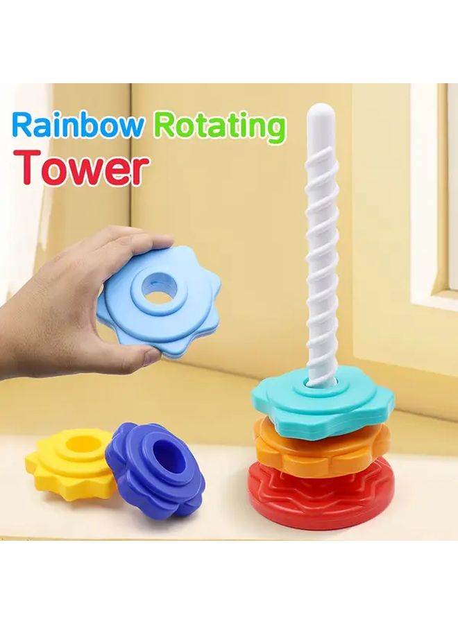 Rotating Tower Stacking Toy Educational Detachable Parts Fine Motor Skills Development - Image 3
