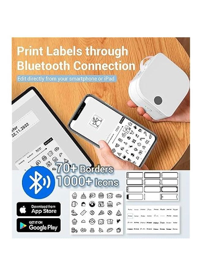 Label Maker - Label Maker Machine with Tape P12, Portable Bluetooth Label Printer Handheld Built-in Cutter Small Label Maker, Mini Thermal Transfer Printer with Template for Product Organizing