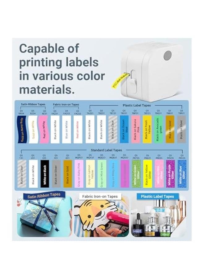 Label Maker - Label Maker Machine with Tape P12, Portable Bluetooth Label Printer Handheld Built-in Cutter Small Label Maker, Mini Thermal Transfer Printer with Template for Product Organizing