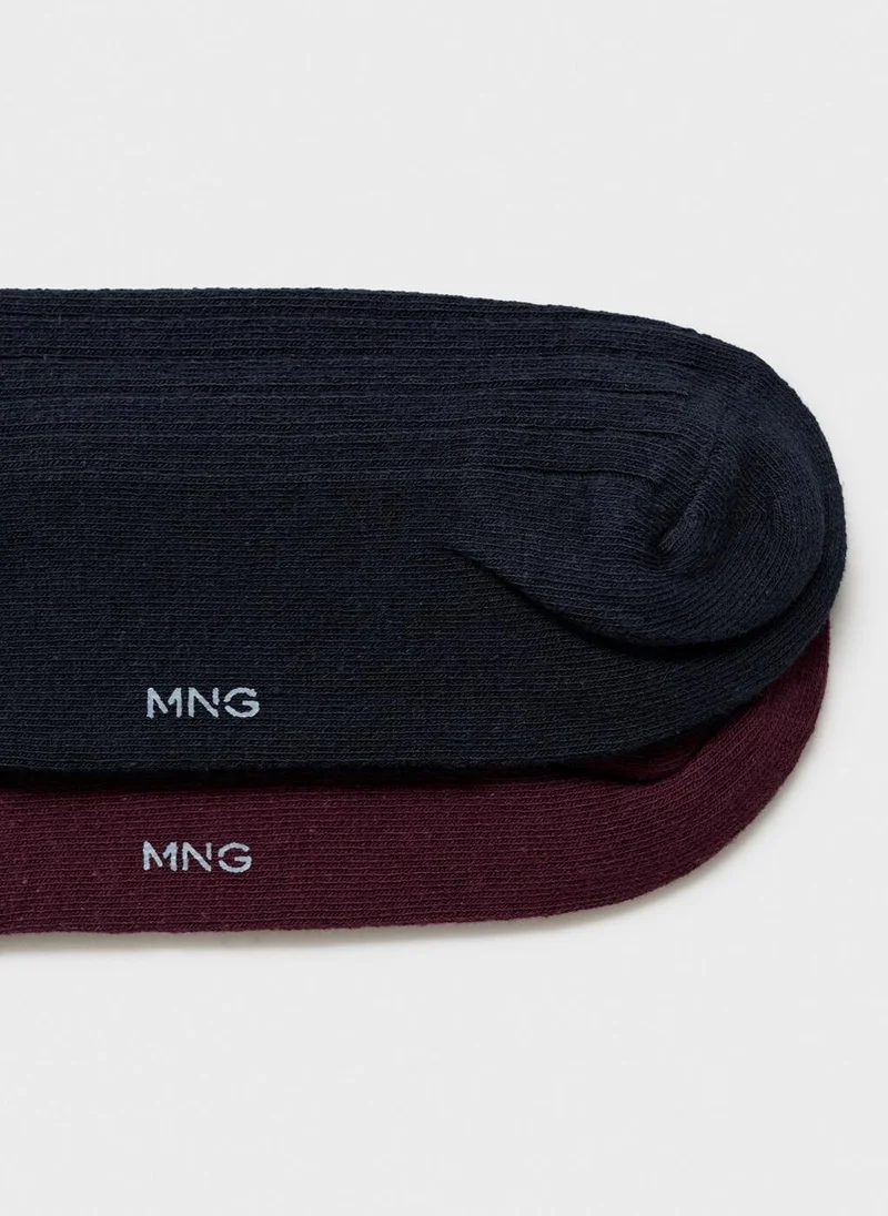 Mango Man Pack Of 2 Ribbed Cotton Socks