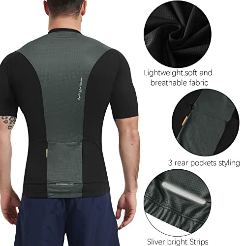 Santic Men's Cycling Jersey Short Sleeves Men Cycling Top Bike Shirt for Men Breathable Quick-Dry Jersey - Image 4