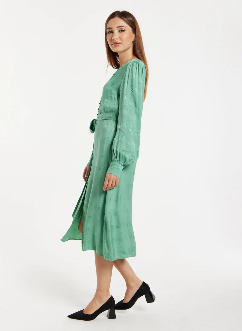 Liquorish فستان جاكار بأسلوب السبعينات باللون النعناعي