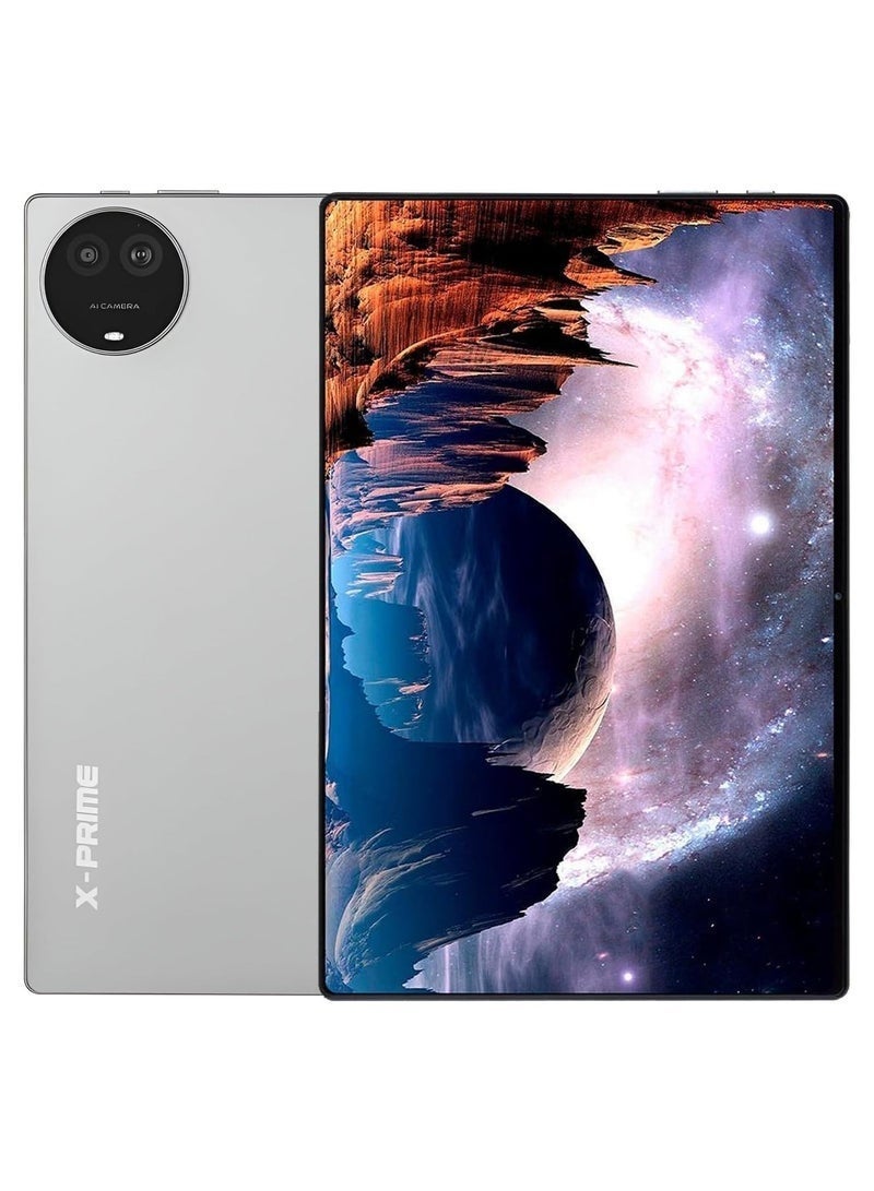 X - Prime 💻 جهاز لوحي أندرويد AMOLED HD بحجم 10.1 بوصة | 8 جيجابايت RAM + 256 جيجابايت ROM | شريحة مزدوجة 5G + واي فاي | كاميرا مزدوجة | تصميم نحيف | مدعوم من Google Meet و Zoom – رمادي - Image 1