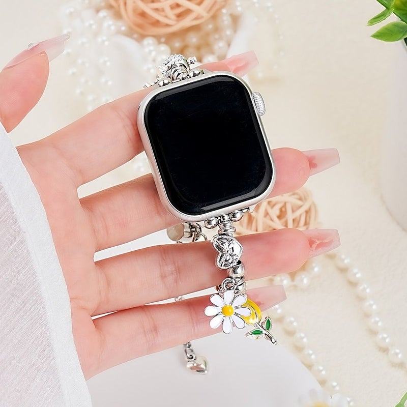 Silvery Adjustable Daisy Bee Wristband Compatible With Apple Watch 42 44 45 46 49mm - Image 4