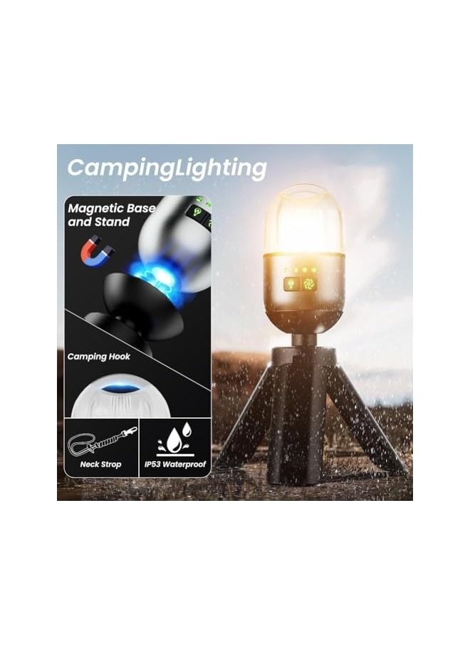 erorex LED Camping Light, Waterproof Rechargeable Portable Lantern with 6 Modes and Magnetic Base, 300LM, Ideal for Camping, Hiking, Fishing, Hurricane, Emergency Use  - Image 2