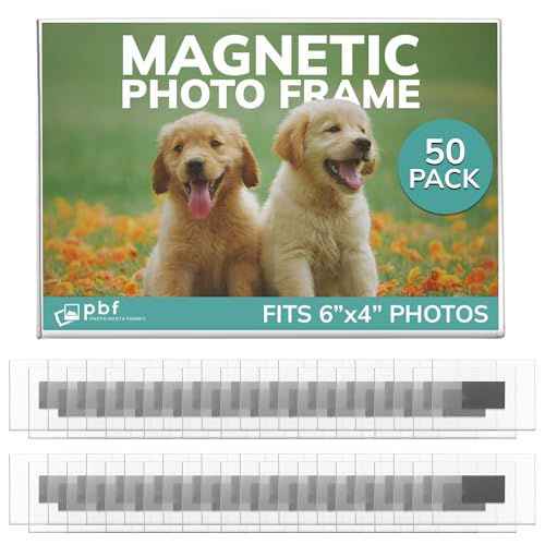 pbf PHOTO BOOTH FRAMES PBF 6x4 Magnetic Picture Frames for Refrigerator | Clear Acrylic Frames | Photo Holders for Fridge, Locker, Photo Board, Art Display, Sign Holder (50-Pack) - Image 1