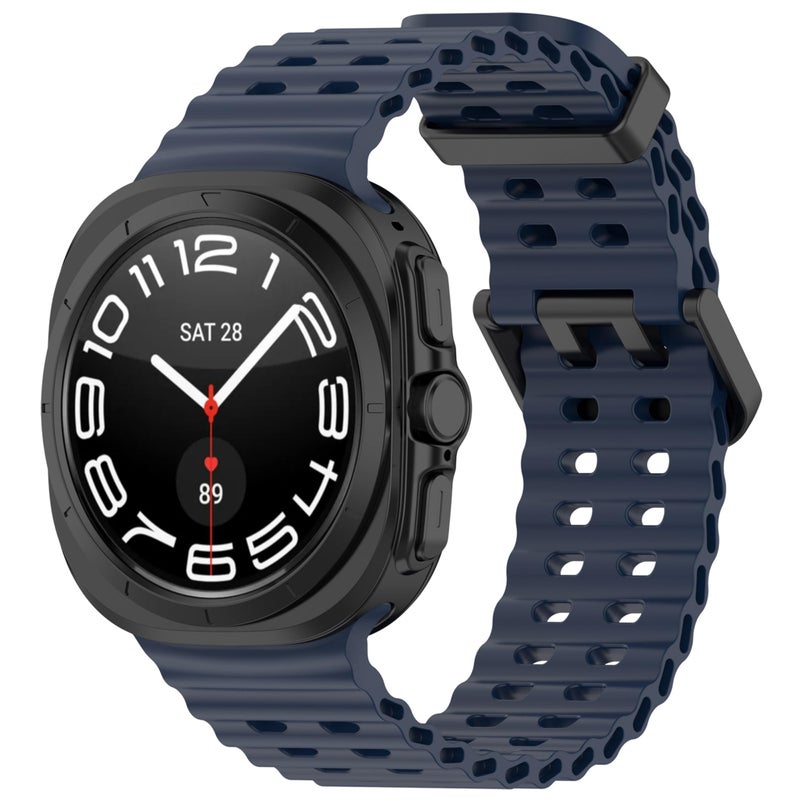 Vurtboly Rugged Silicone Strap Compatible with Samsung Galaxy Watch 7 Ultra (47mm, 2024) – Soft Breathable Sport Replacement Band – Blue - Image 2