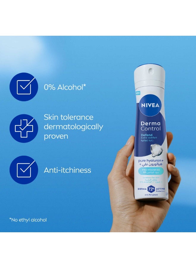 Nivea Derma Control Defend Extra Comfort Anti-Perspirant Spray With Pure Hyaluron And Pro-Vitamin B5 150ml - Image 5