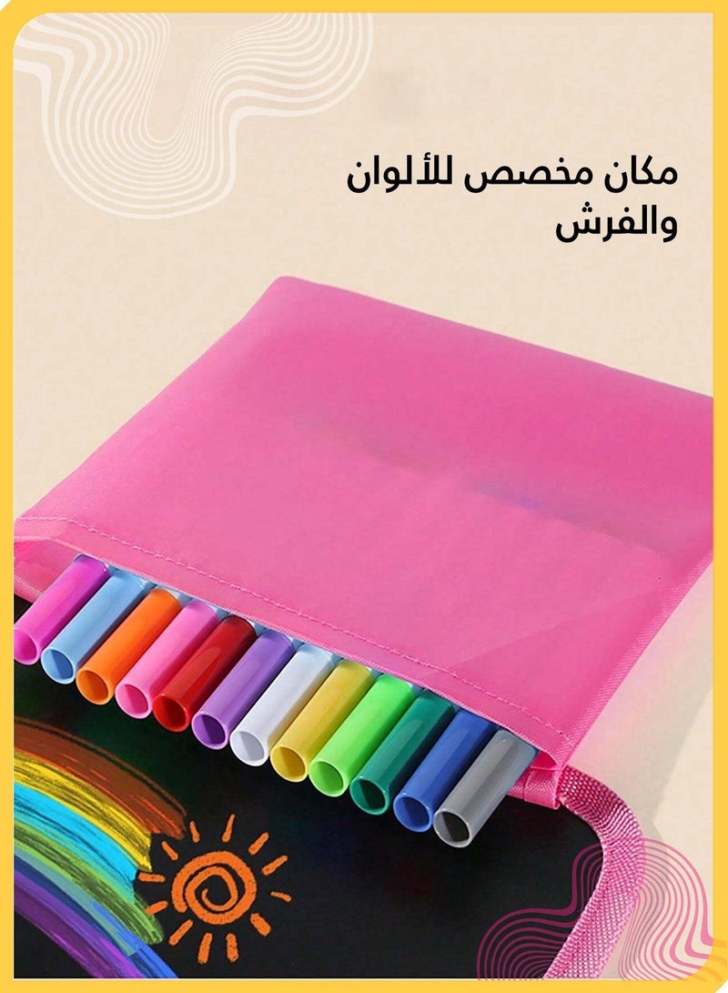 شراء جوي كتاب رسم قابل للمسح للأطفال، لوح رسم وتلوين بـ٨ صفحات قابلة لإعادة الاستخدام مع ١٢ قلم ألوان مائية و٢ قطعة قماش تنظيف، دفتر رسم سحري محمول للأنشطة أثناء السفر وتعليم ما قبل المدرسة - Image 5