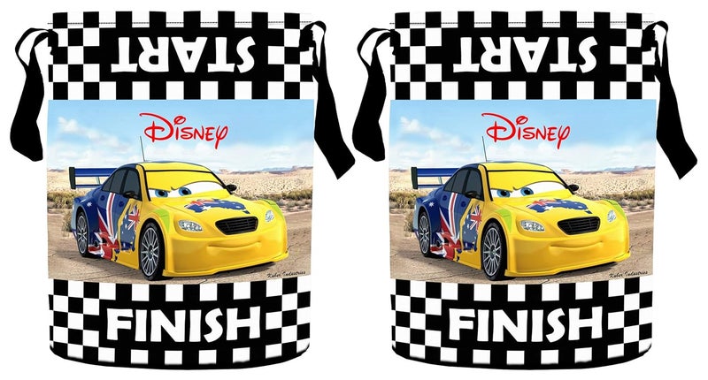 Kuber Industries Disney Print 2 Pieces Waterproof Cotton Laundry Bag, Toy Storage, Laundry Basket Organizer 45 L (Red)-KUBMART1597 - Image 1