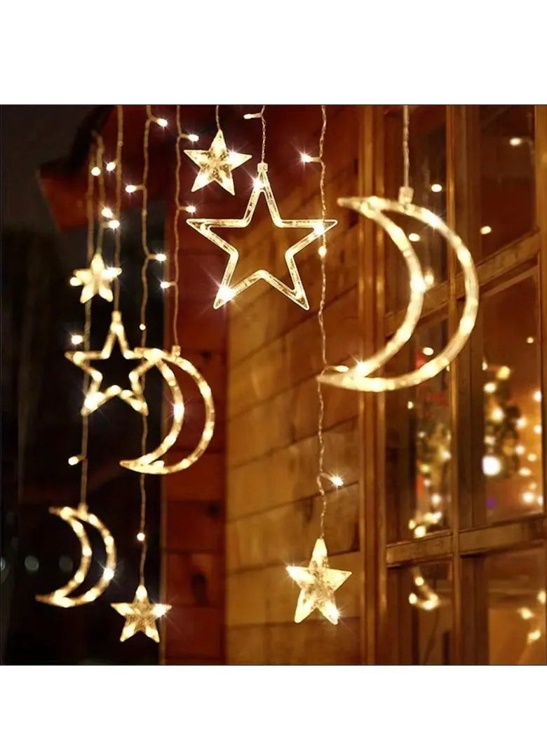 هوم كير قطعة واحدة من مصابيح LED الخيالية بتصميم النجوم والقمر، للمنزل، الزفاف، المهرجانات، أعياد الميلاد، الحفلات، رمضان، ديكورات عيد الشكر، بدون بطارية، تصميم متنوع بطول 3 أمتار  - Image 2