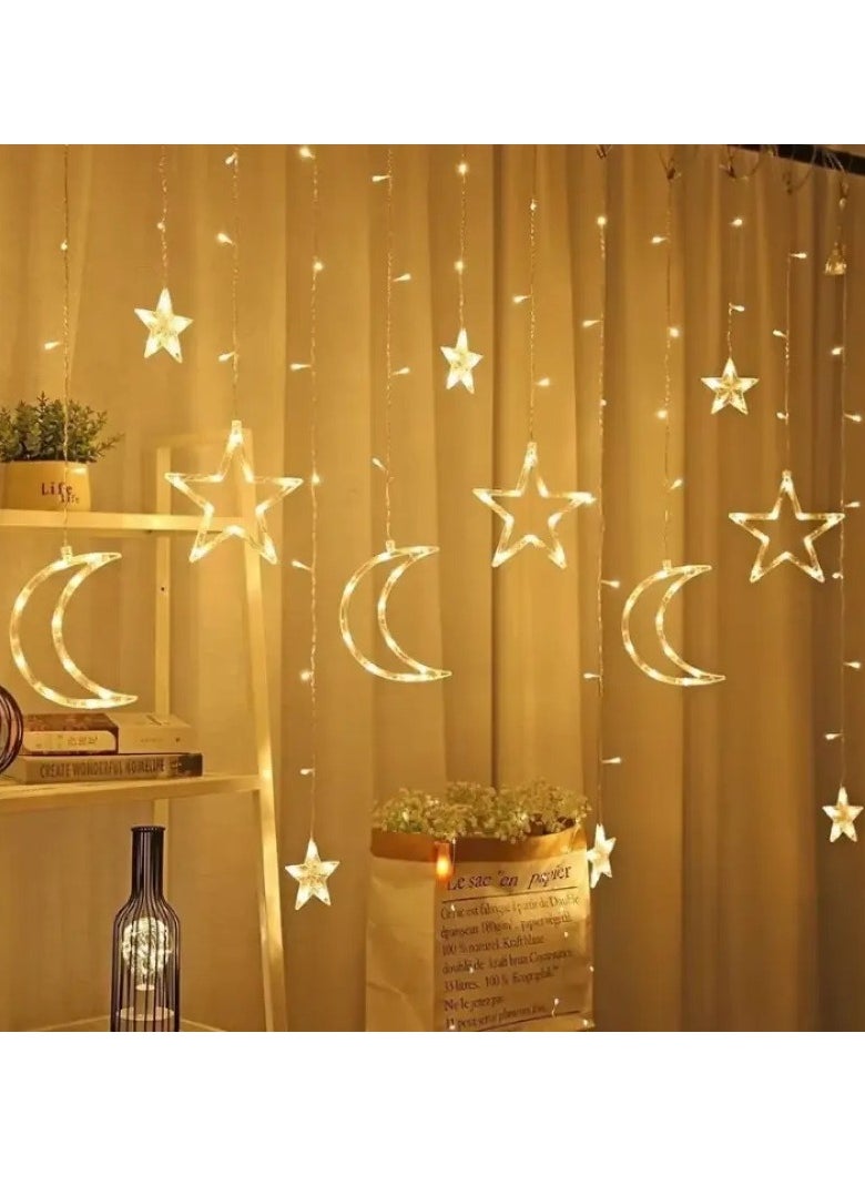 هوم كير قطعة واحدة من مصابيح LED الخيالية بتصميم النجوم والقمر، للمنزل، الزفاف، المهرجانات، أعياد الميلاد، الحفلات، رمضان، ديكورات عيد الشكر، بدون بطارية، تصميم متنوع بطول 3 أمتار  - Image 4