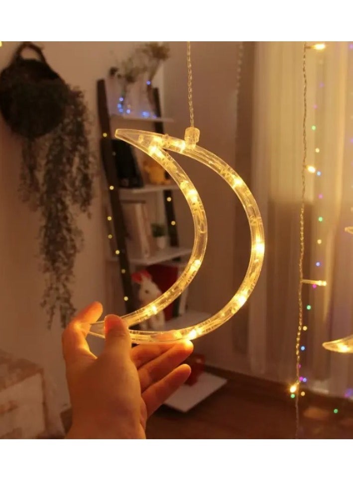 هوم كير قطعة واحدة من مصابيح LED الخيالية بتصميم النجوم والقمر، للمنزل، الزفاف، المهرجانات، أعياد الميلاد، الحفلات، رمضان، ديكورات عيد الشكر، بدون بطارية، تصميم متنوع بطول 3 أمتار  - Image 5