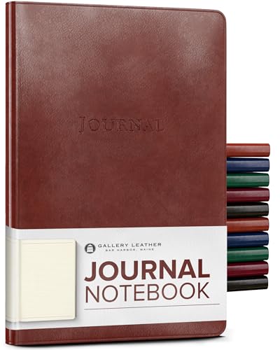 Gallery Leather Journal - Crafted in Maine, USA - Softcover, For Men and Women, For Writing, Work & Travel, 192 Lined Pages - A Safe Space for Your Thoughts - Acadia Tan, 8x5.5, Desk Lined - Image 1