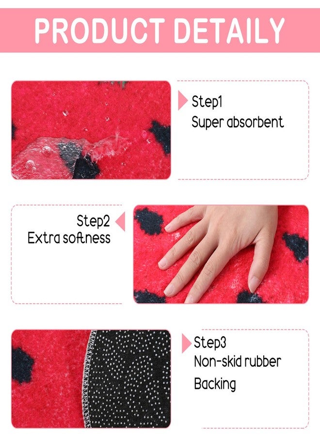 Tobeelec سجاد حمام توبيليك بنقشة الفراولة، سجاد حمام فاخر ماص للماء مانع للانزلاق باللون الأحمر، سجادة حمام على شكل فاكهة، سجاد حمام فاخر قابل للغسل - Image 3