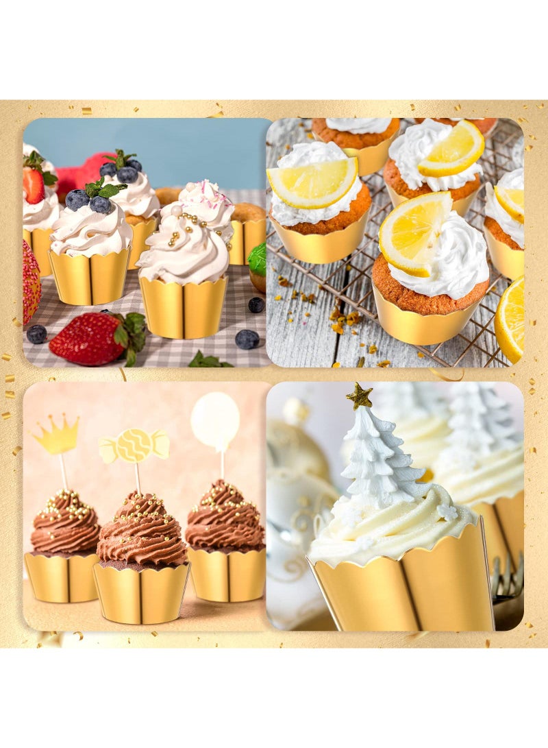 Sweet seven Elegant Gold Foil Cupcake Liners - 1.93 x 1.8 Inch - Muffin Baking Cups for, Wedding, Birthday Party Decor - 100 Pcs - Image 2