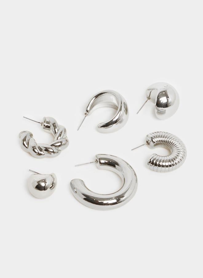 Styli Pack of 9 - Silver Hoop Earrings - Image 3