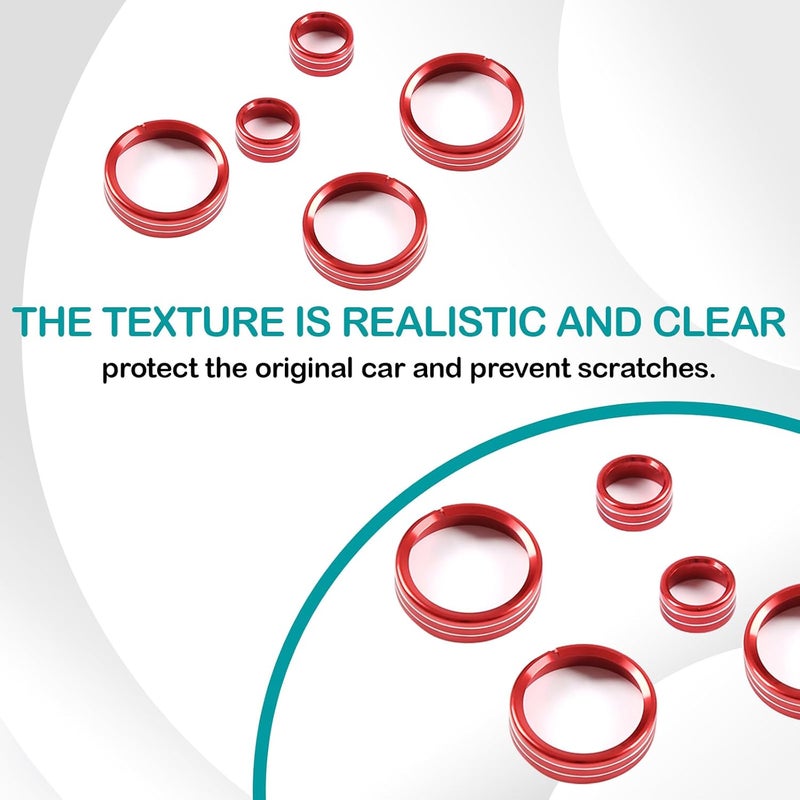 Hudiriy Car Central Control Air Conditioning Knob Ring Compatible with Mazda MX-5 RF Miata 2009-2015 Interior Protection Accessories ， Aluminum Alloy AC Climate Control Button Decoration (Red) - Image 5