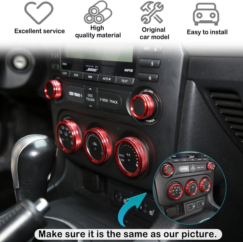 Hudiriy Car Central Control Air Conditioning Knob Ring Compatible with Mazda MX-5 RF Miata 2009-2015 Interior Protection Accessories ， Aluminum Alloy AC Climate Control Button Decoration (Red) - Image 3