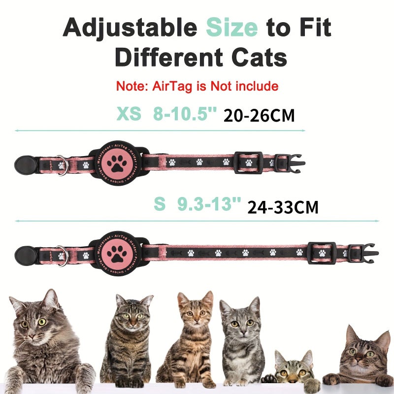 Sky Blue Breakaway Cat Collar With AirTag Holder Reflective Adjustable Soft Padded For Kittens To Adult Cats Bell Included - Image 2